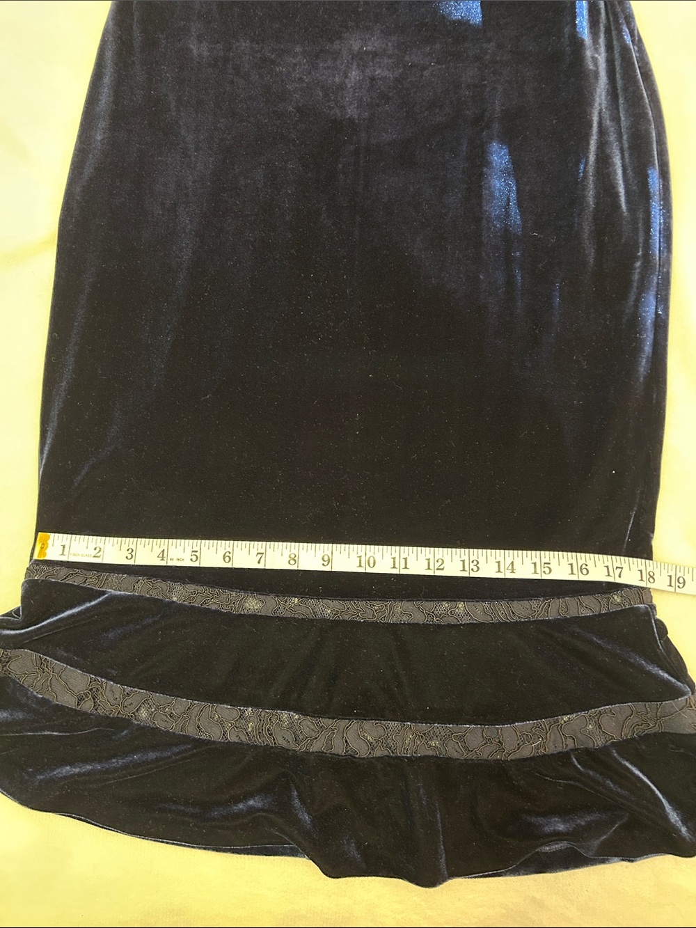 Ralph Lauren Navy Velvet Coctail Dress with Fluted Hem Lace Lined Size 8 NWT - Picture 8 of 12
